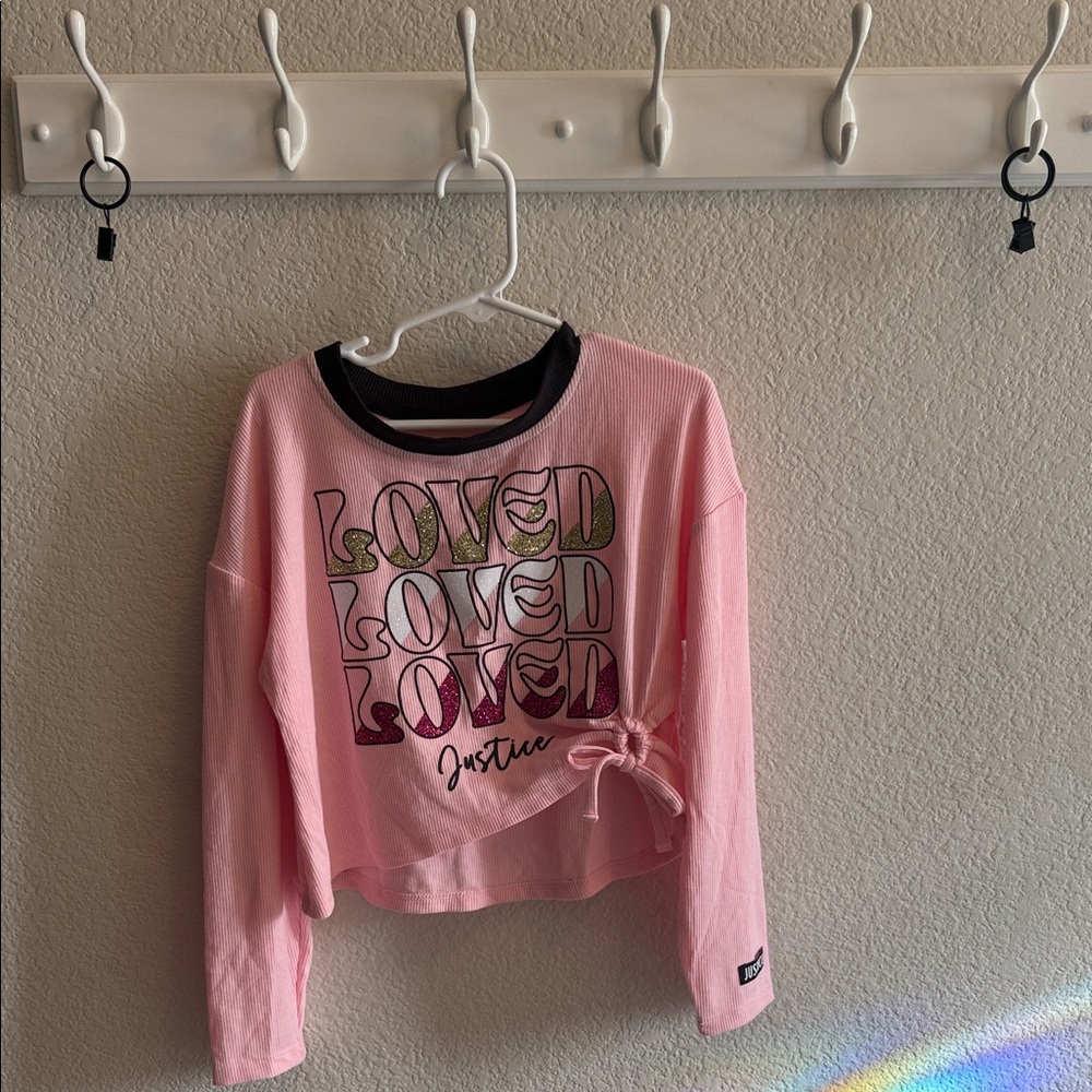 Justice Pink 'Loved' Long Sleeve Tee
